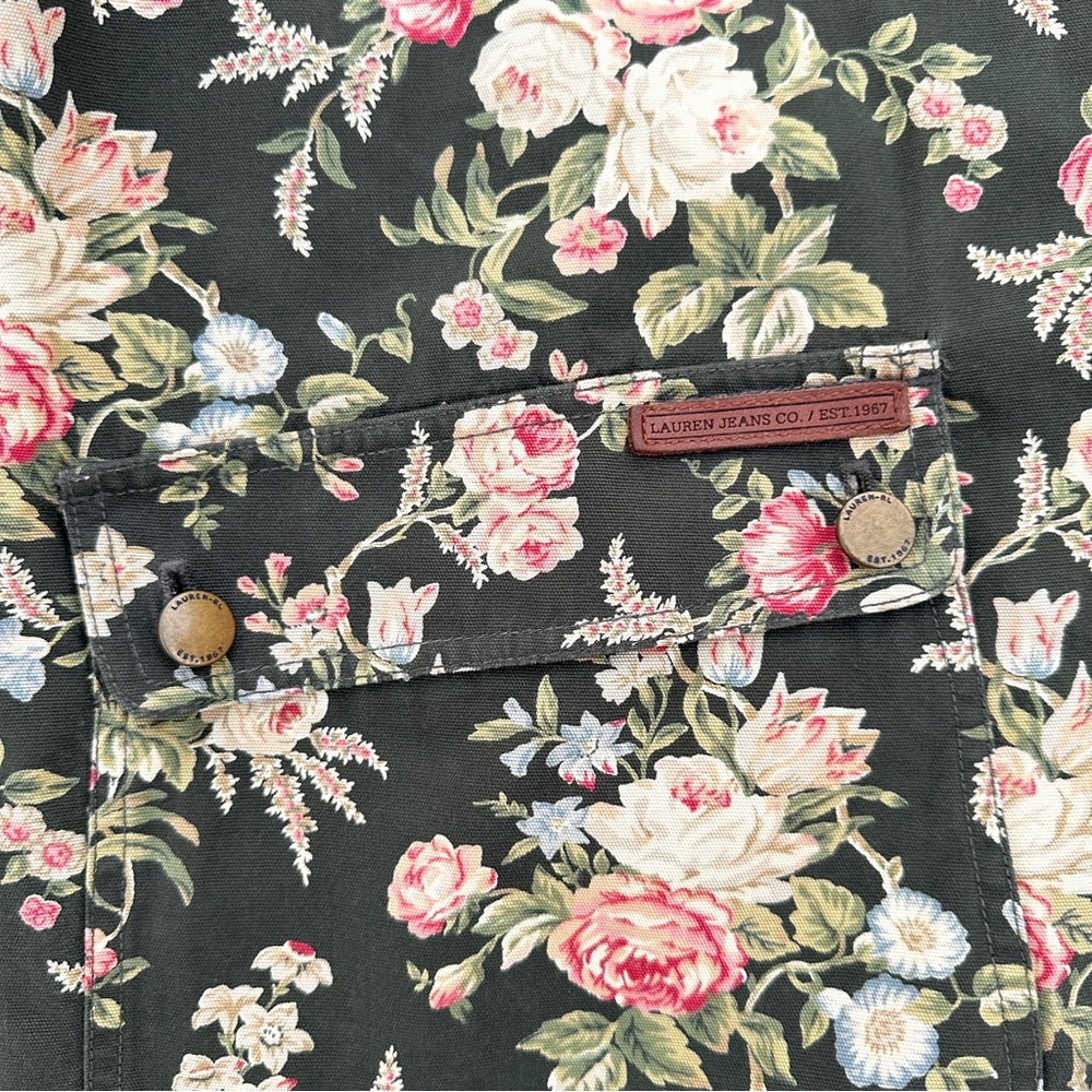 Women’s Vintage Lauren Jeans Co. Ralph Lauren Floral Canvas Chore Jacket Medium - Picture 5 of 8